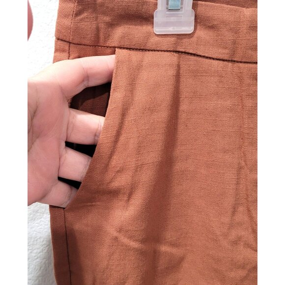 Womens HAVE Rust Brown Slim Fit Cotton-Blend Casual Office Pants Size S - Picture 2 of 12